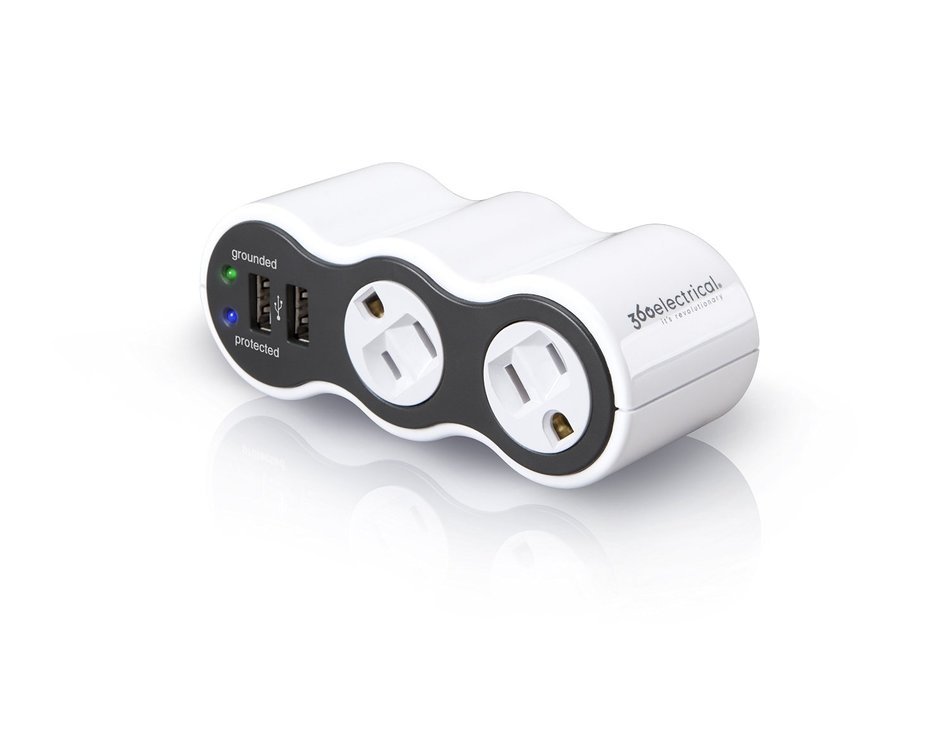 360 Electrical 36053 Power Curve Mobile Surge Protector with Rotating Outlet and USB Ports N2