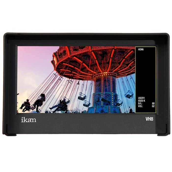 Ikan VH8-E6 8-Inch HDMI Monitor with HD Panel with Canon LP-E6 DV Battery Plate (Black) N3