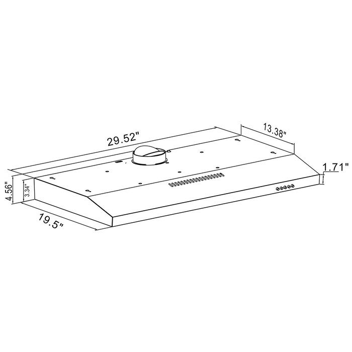 Gracelove 30" Stainless Steel Under Range Hood Stove Vent Fan