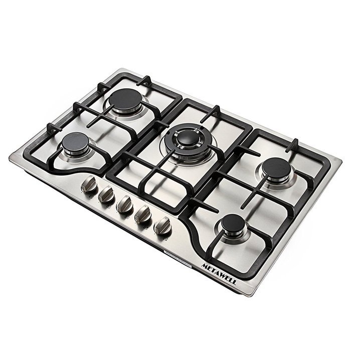 METAWELL New 30" Stainless Steel 5 Burner Built-in Stoves Natural Gas Hob Cooktops Cooker N6