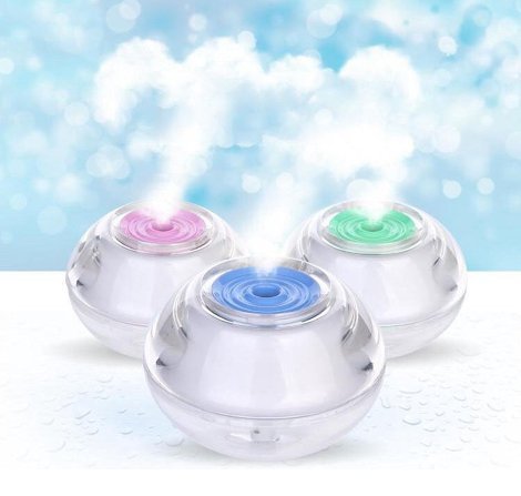 Crystal Mini USB Humidifier LED Light Ultrasonic Diffuser Aromatherapy Air Purifier (Pink) N8