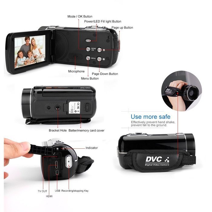 Video Camcorders, Celendi Portable Digital Camcorder DVR HD Max. 24.0 MP 1080P DV with 16X Zoom 3.0'' TFT LCD... N4