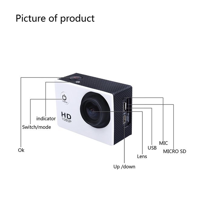 Ceweal&reg; CW-54040_1 Hot SJ4000 12MP 720P Helmet Sports DVR DV Video Car Cam Full HD DV Action Waterproof 30M IP68...