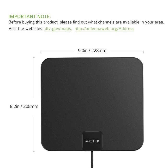 Pictek HDTV Antenna, Indoor Digital TV Antenna 35Miles, with Al Material for Signal Reception