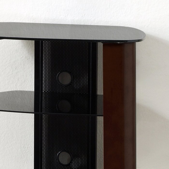 WE Furniture 35" Glass Media Storage Tower, Espresso N7