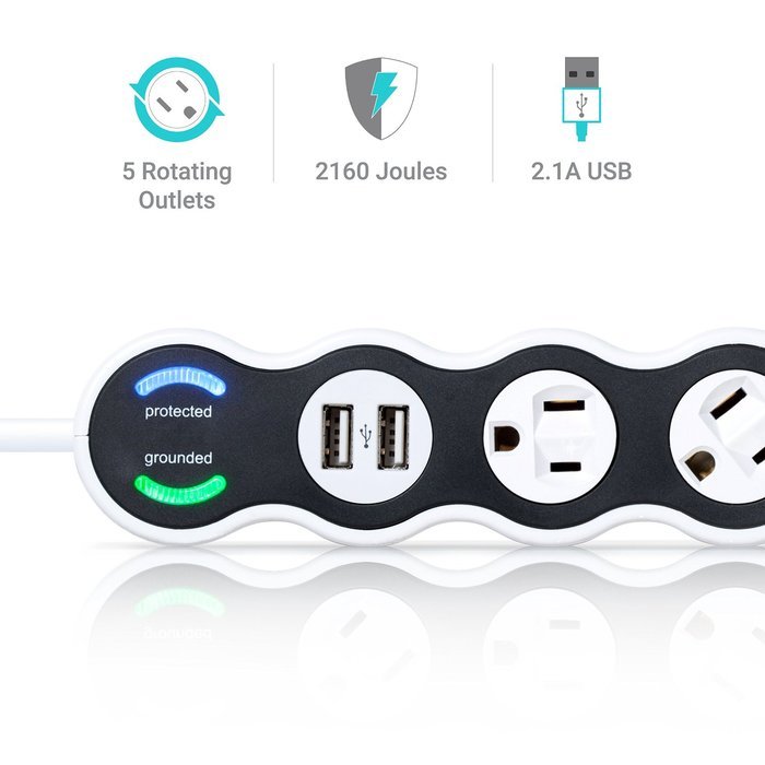 360 Electrical 36052 Power Curve 7 Outlet Surge Protector