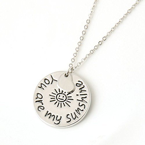 Fashion Beautiful &ldquo;you are my sunshine&rdquo; Letter Silver Round Pendant Necklace N4