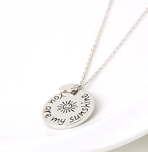 Fashion Beautiful &ldquo;you are my sunshine&rdquo; Letter Silver Round Pendant Necklace N5