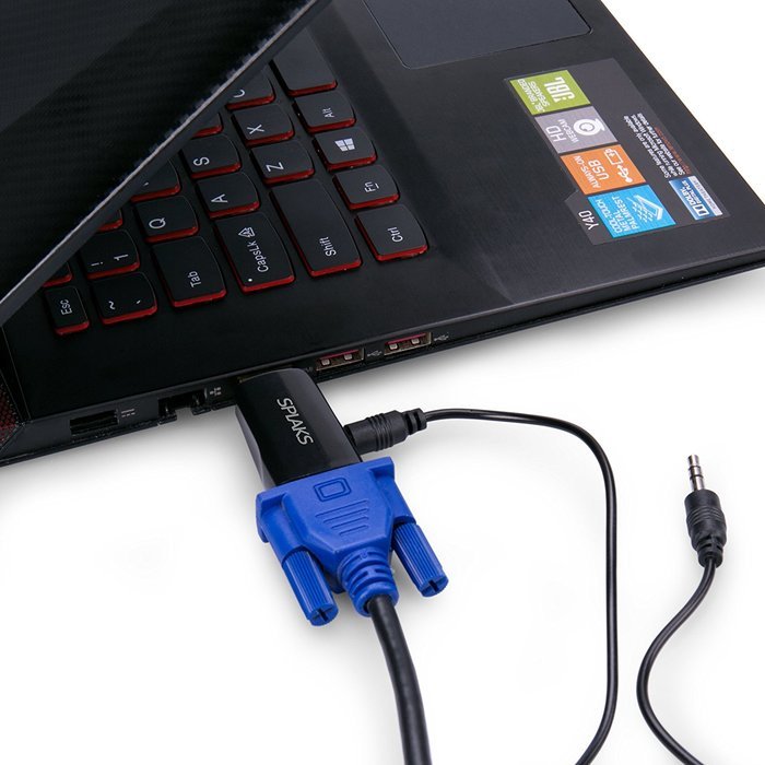 HDMI to VGA, Splaks Tiny Portable HDMI TO VGA with Audio Adapter Male to Female with 3.5mm Audio Output for PC...