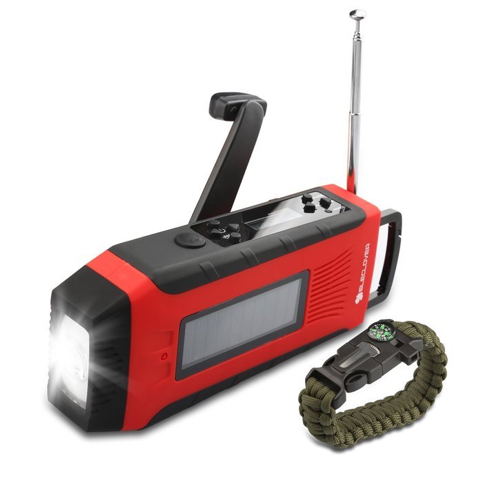 [2016 Upgraded Version] ELECLOVER Portable Dynamo Emergency Solar Crank AM/FM/NOAA(WB) Weather Radio with LED... N20