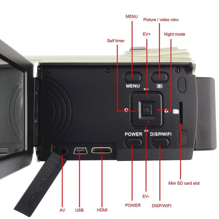 Toughsty&trade; 8GB 1080P HD Camcorder Wifi Digital Video DV Camera IR Night Vision 3" Touch Screen N8
