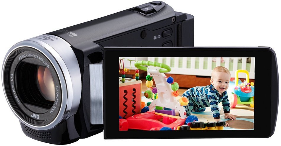 JVC GZ-E209 FHD SDXC 40x Zoom 3.0 Touch LCD Camcorder with Case and Battery Kit - Black N4