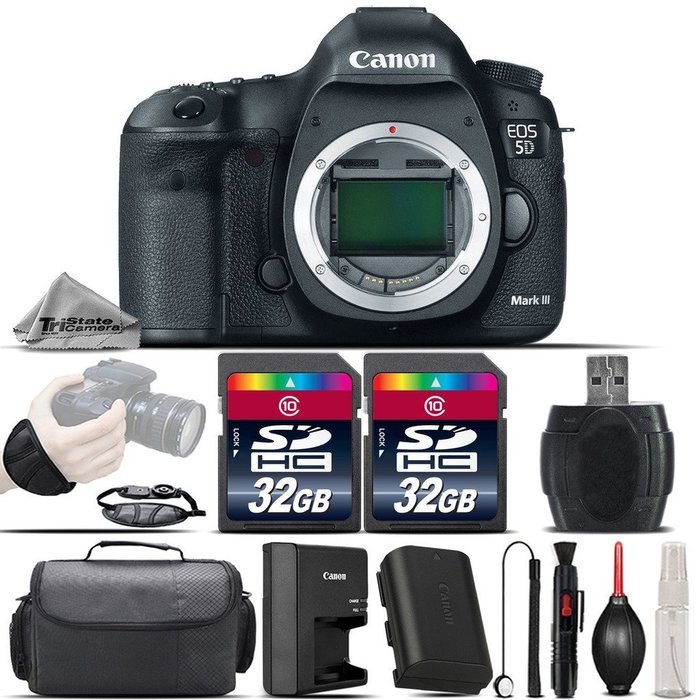 Canon EOS 5D Mark III DSLR Full Frame 22.3MP Camera + 64GB Storage + Wrist Grip Strap + Case + Card Reader + Air...