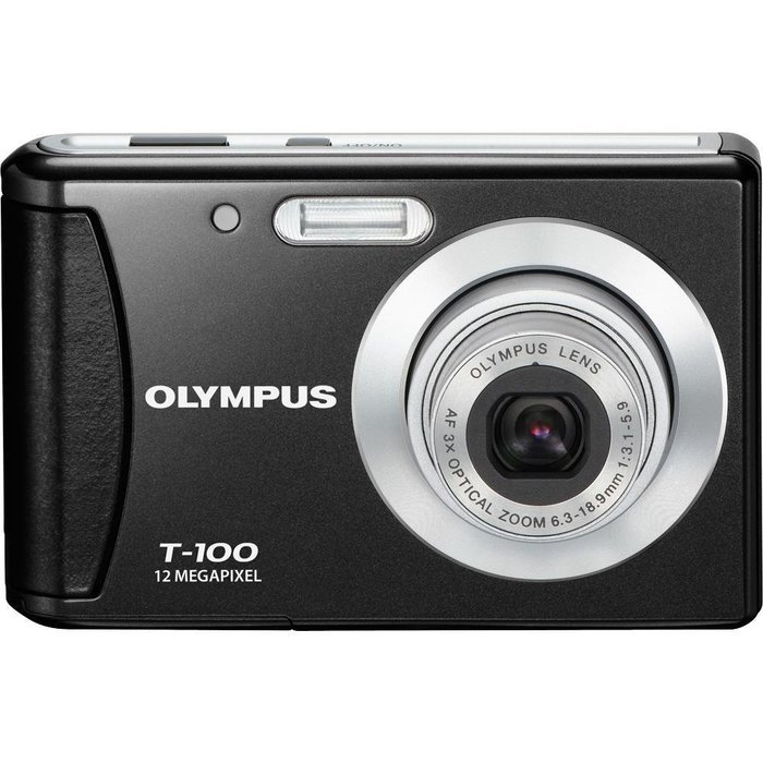 Olympus T-100 12MP Digital Camera with 3x Optical Zoom and 2.4 inch LCD (Black) (Old Model)