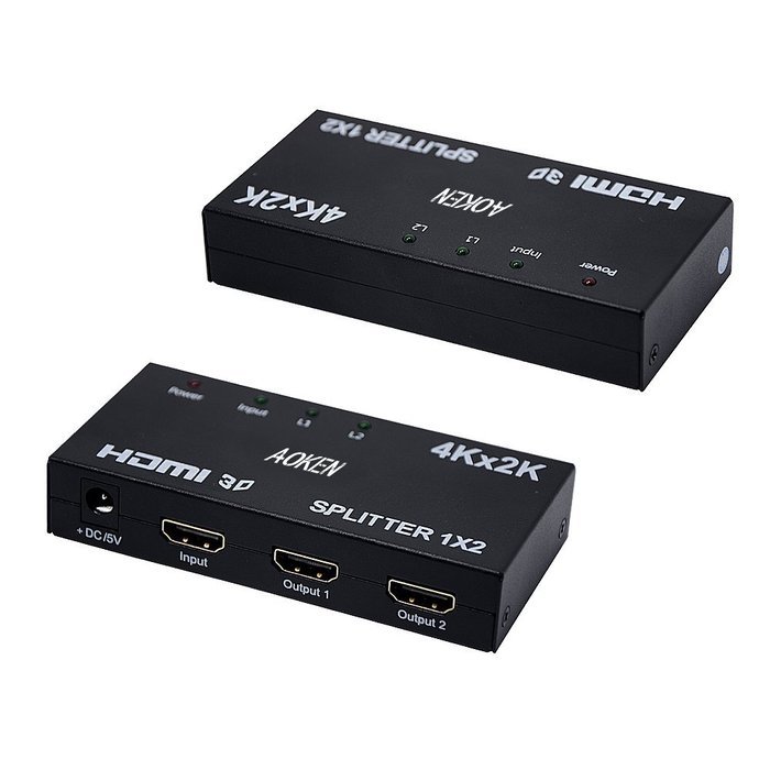 Aoken 1x8 8 Ports HDMI Powered Splitter for Full HD 1080P & 3D Support (One Input To Eight Outputs) N2