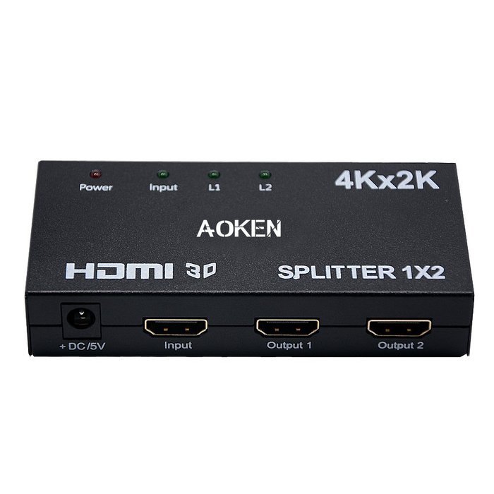 Aoken 1x8 8 Ports HDMI Powered Splitter for Full HD 1080P & 3D Support (One Input To Eight Outputs) N4