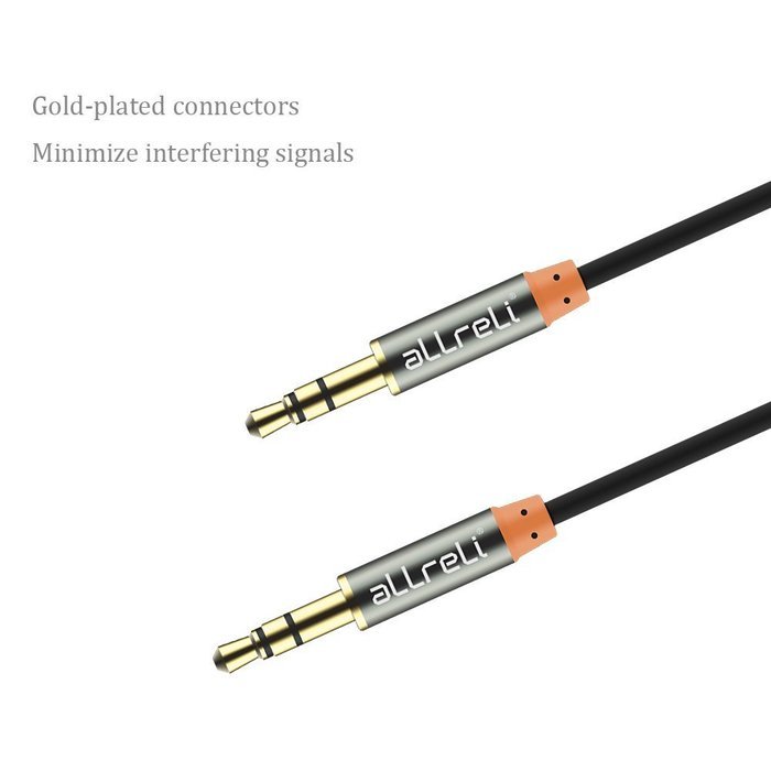 aLLreLi&reg; 3.3ft 3.5mm Male to Male Stereo Audio AUX Cable Black for Headphones, iPods, iPhones, iPads, Smartphones... N2