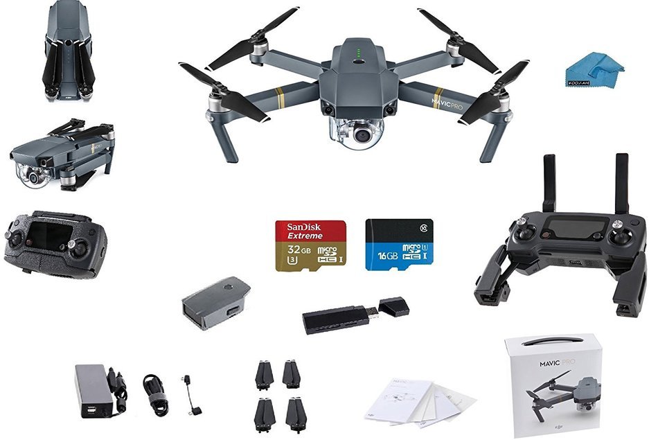 DJI Mavic PRO Portable Collapsible Mini Racing Drone with 32GB Sandisk Extreme SD Card + 3.0 Card Reader, Koozam... N6