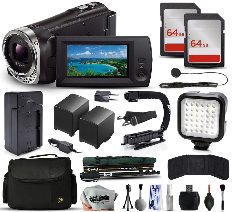 Sony HDR-CX330 Full HD Handycam Camcorder Video Camera + 128GB Memory + Charger with Car/Euro Adapter + Action...