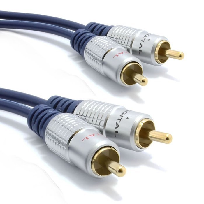 kenable Pure OFC HQ 2 x RCA Phono Plugs to Plugs Stereo Audio Cable Gold 1m (~3 feet) N2