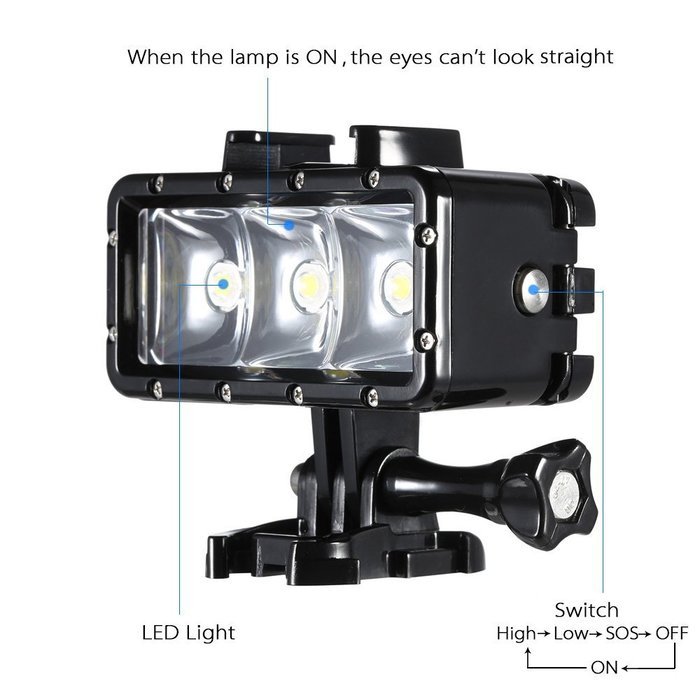 Andoer&reg; 3pcs LEDs Fill-in Light Diving Video Light Mini Spotlight Waterproof Underwater 30M Light Built-in Rechargeable... N2