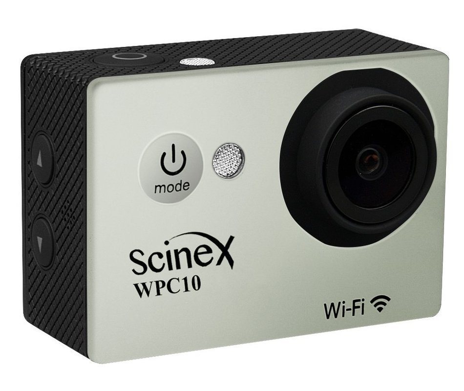 Scinex&reg; WPC10 16GB WiFi HD 1080P 12MP Waterproof Sports Camera + Telescope Pole and Mounts - US Warranty (Silver) N3