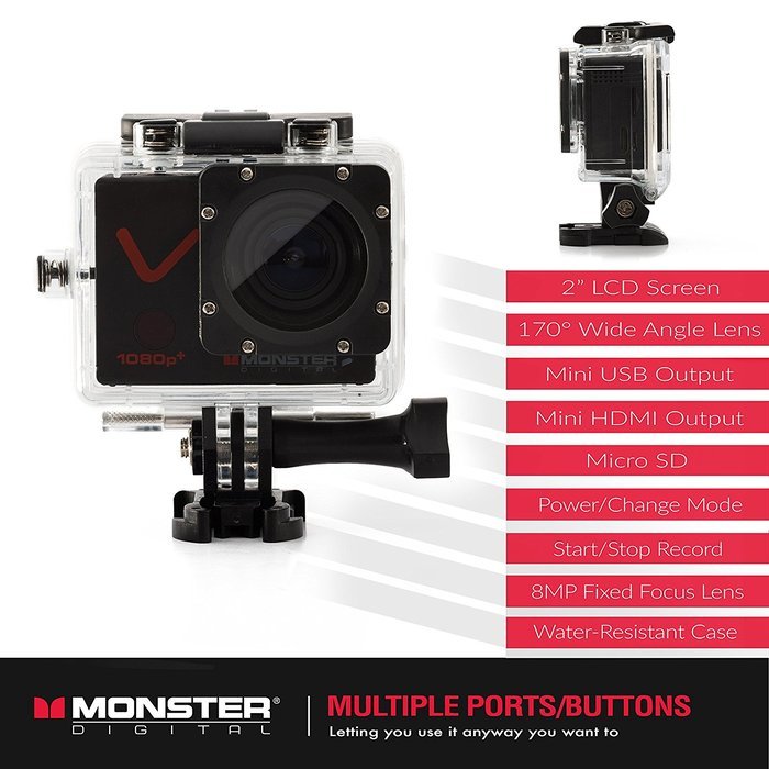 Monster Vision 360 Camera 1080p 60 fps Action Camera, 16GB MicroSD included, Ultra Wide Angle, WiFi Enabled [CAMVI... N7