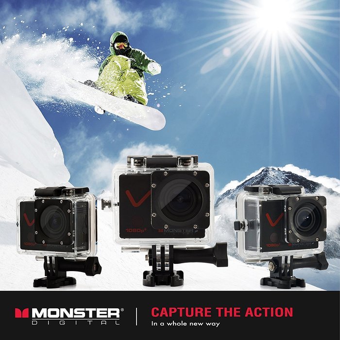 Monster Vision 360 Camera 1080p 60 fps Action Camera, 16GB MicroSD included, Ultra Wide Angle, WiFi Enabled [CAMVI... N9