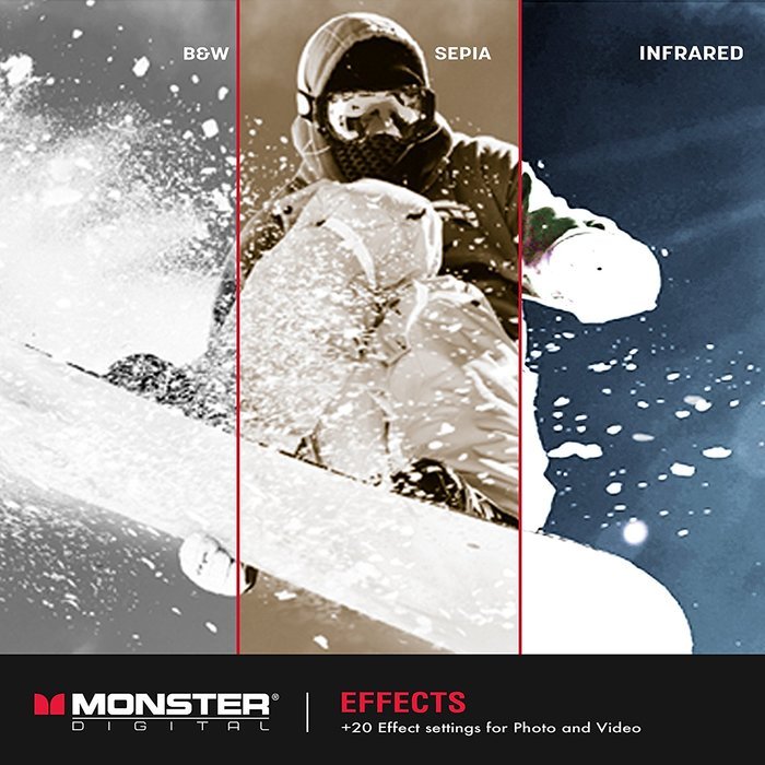 Monster Vision 360 Camera 1080p 60 fps Action Camera, 16GB MicroSD included, Ultra Wide Angle, WiFi Enabled [CAMVI... N10