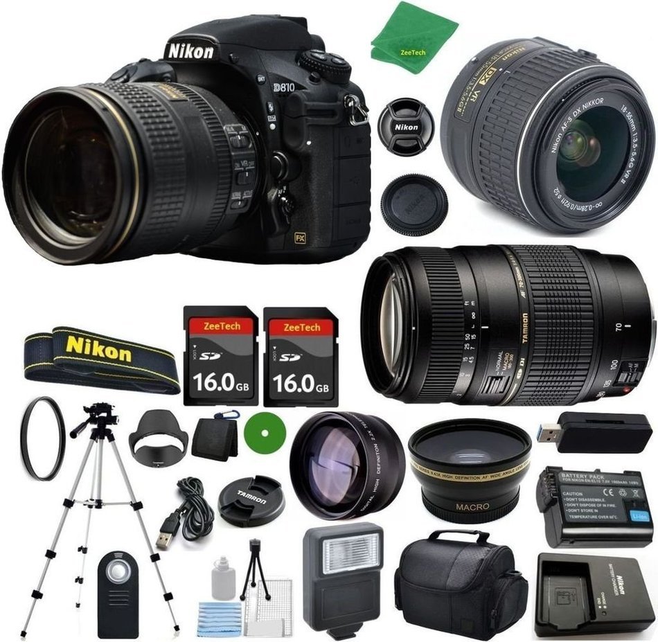 Nikon D810 DX-Format CMOS DSLR Digital Camera Body, NIKKOR 18-55mm f/3.5-5.6 AF-S DX VR, Tamron 70-300mm DI LD...
