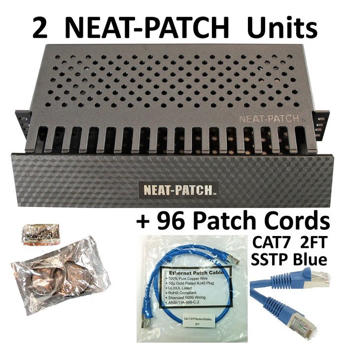 Neat Patch Cable Manager (10 Units) w/ 240 CAT6 Patch Cables (2FT Green) N2
