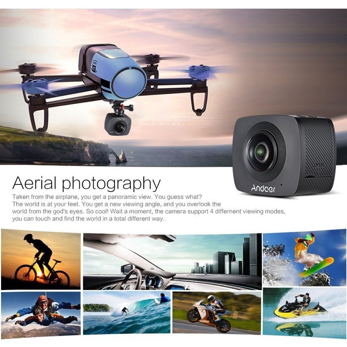 Andoer Dual-lens 360 Degree Panoramic Camera Digital Video Sports Action VR Camera 1920 960P 30fps HD 8MP with... N5