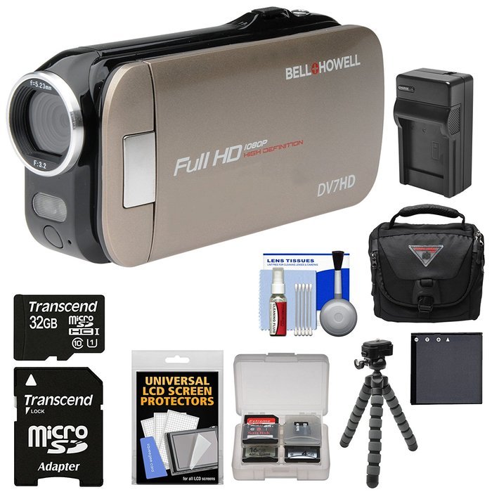 Bell & Howell Slice2 DV7HD 1080p HD Slim Video Camera Camcorder (Champagne) with 32GB Card + Battery + Charger...