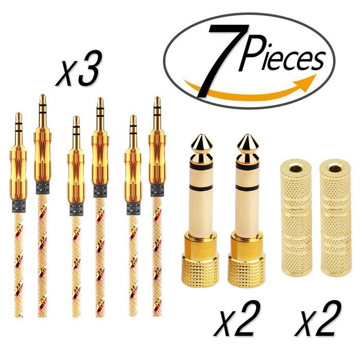 3.3Ft Aux Stereo Cable 3.5mm Male to Male Shielded Nylon Premium Auxiliary Audio Cable Connectors for Computer... N3