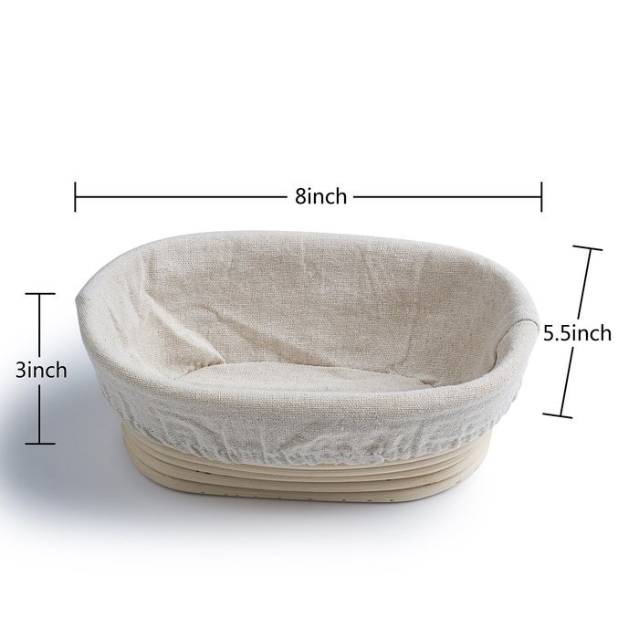 Banneton Proofing Basket 8" Oval Banneton Brotform for Bread and Dough [FREE BRUSH] Proofing Rising Rattan Bowl...