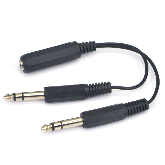 0.6 Feet 6.5mm Female Jack to Dual 6.5mm Male Plug Audio Stereo Connector Splitter Adapter Cable N2