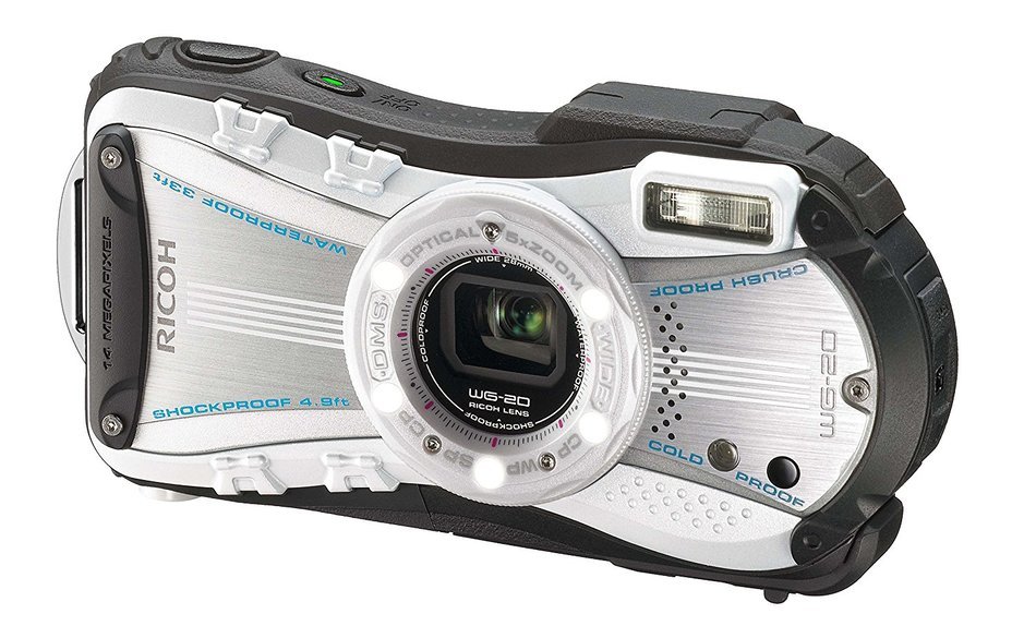 Ricoh WG-20 14MP Waterproof Shockproof Coldproof Crushproof 5x Opt Zoom Camera (White) N2
