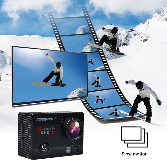 Campark&reg; 4K 30fps WiFi Ultra HD Waterproof Sports Action Camera,SONY Sensor,Time Lapse,Slow Motion, TWO Batteries...