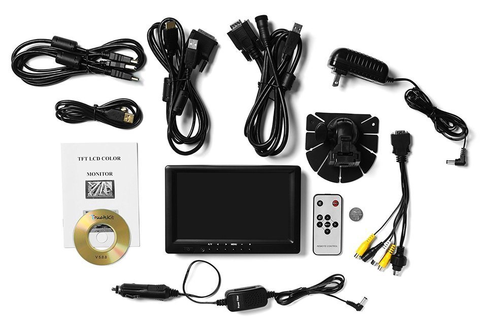 Preassembled Black Double Din LCD Frame with 7" Lilliput 669GL-70NP/C/T-HB-RV HDMI DVI High... N3