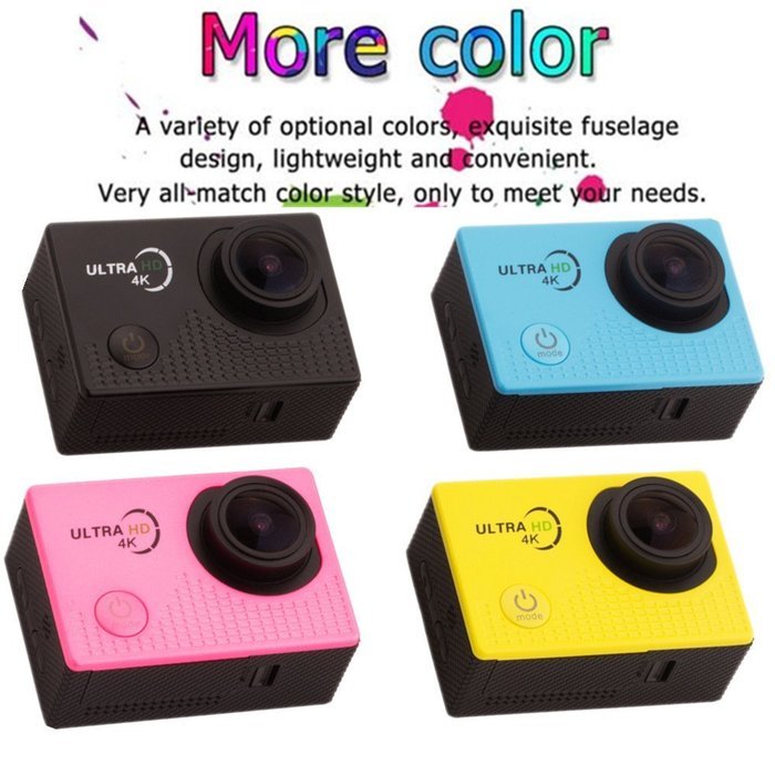 Action Camera 4K HD 1080P Waterproof Sport DV with 3 Color Panel (Silver) N3