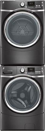 GE Diamond Gray Front Load Laundry Pair with GFWS1705HDG 27" Washer, GFDS175EHDG 27" Electric Dryer and GEFLSTACK...