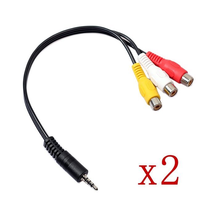 2 Pack 3.5mm 6" Mini Aux Male Stereo Right to 3 RCA Female Audio Video AV Adapter Cable