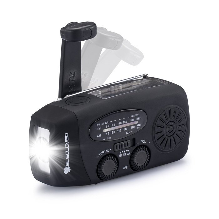 [2016 Upgraded Version] ELECLOVER Portable Dynamo Emergency Solar Crank AM/FM/NOAA(WB) Weather Radio with LED... N22
