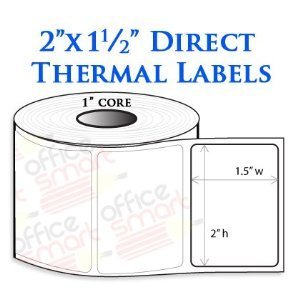 6 Rolls - 2x1.5 Direct Thermal Labels for Zebra GC420d GC420t GK420d GK420t GX420d GX420t LP2824 LP2422 TLP2824... N2