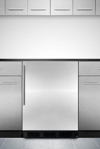 Summit AL652BBISSHV: ADA compliant built-in undercounter refrigerator-freezer with stainless steel door, blac