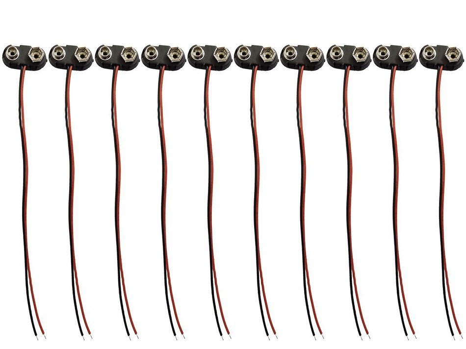 Hosyl Black Hard Plastic Housing T Type Wire 9V Battery Clip Connector 10 Pieces Pack N4