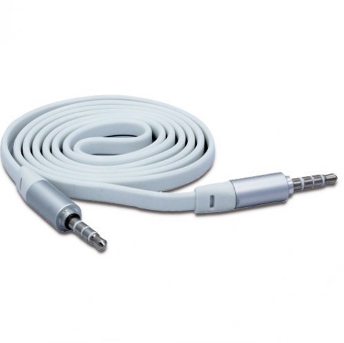 Fonus White Tangle Free Flat Wire Car Audio Stereo Aux Cable Adapter for Apple iPhone 6, 6 PLUS, 5S, 5C, 5, 4S...