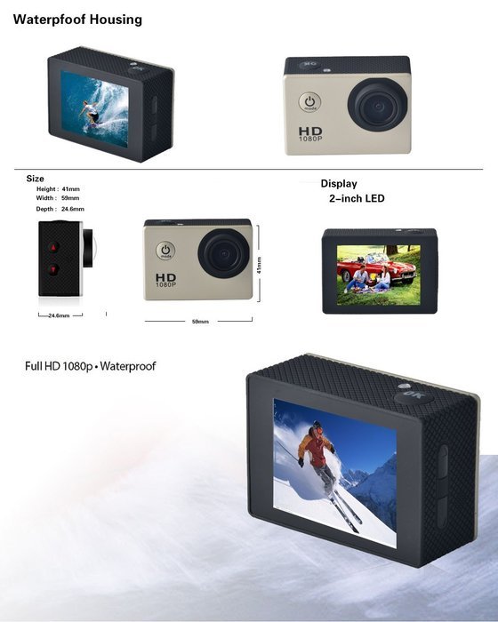 GRANDEY 1080P Mega Pixels H.264 2 Inch 170&deg; Wide Angle Lens Outdoor Waterproof Sports Home Security HD DV/CAR... N2