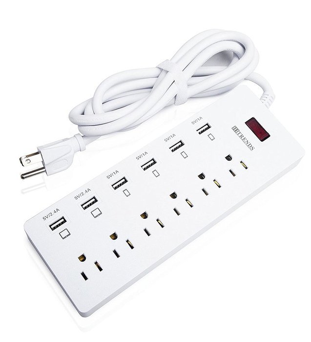 HITRENDS Power Strip Surge Protector 6 Outlets with 6 USB Charging Ports Multiplug 1625W/13A for iPhone 7 6 6s...