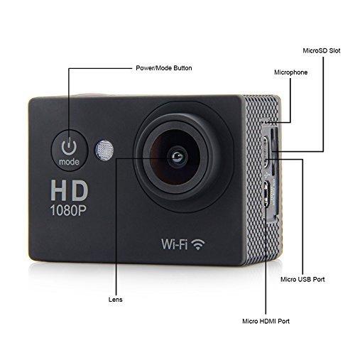 LightingFox WiFi Waterproof Sports Camera 1080P Full HD 12MP Wireless ...